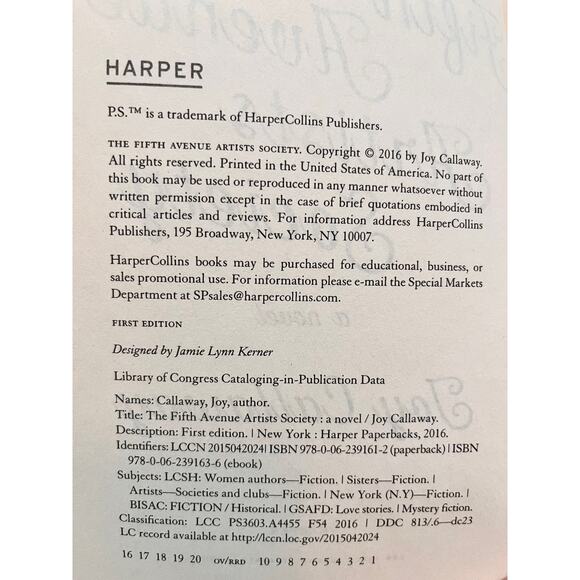 The Fifth Avenue Artists Society by Joy Callaway | Paperback First Edition 2016 - Picture 6 of 6